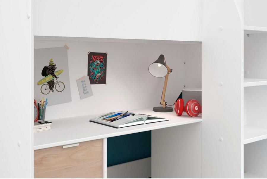 Parisot Lit Combiné avec Bureau Rangements et Penderie 90x200 cm Tom - Foto 10