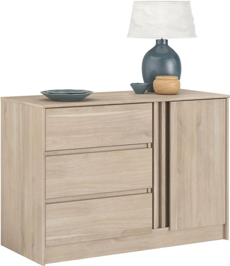 Parisot Commode Tokio 77 cm-3 lades 1 draaideur-eikdecor - Foto 2