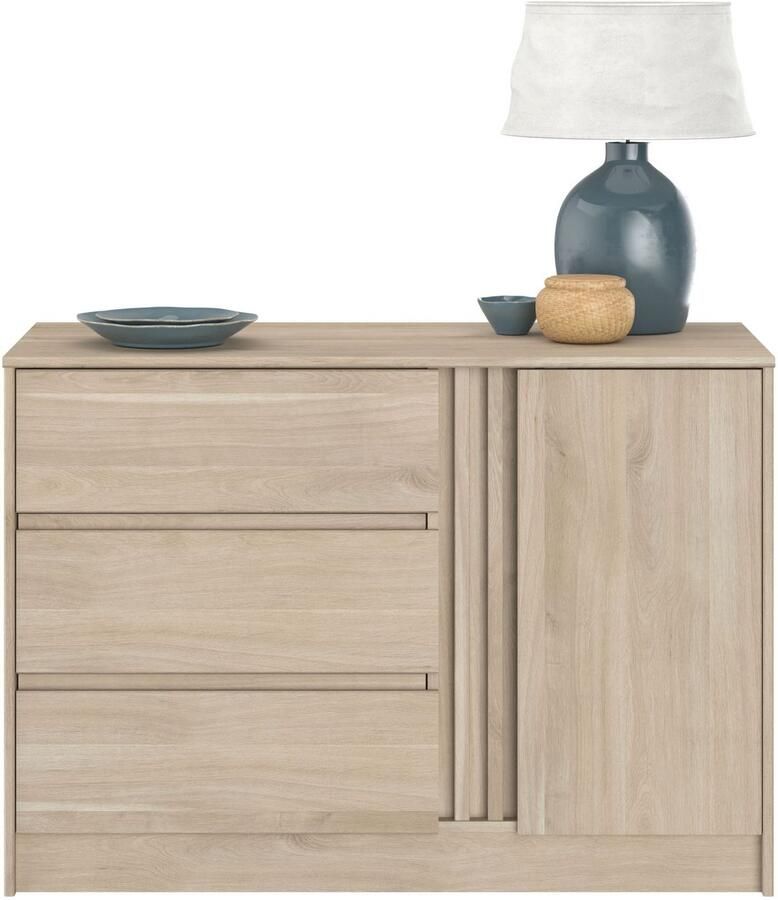 Parisot Commode Tokio 77 cm-3 lades 1 draaideur-eikdecor - Foto 3
