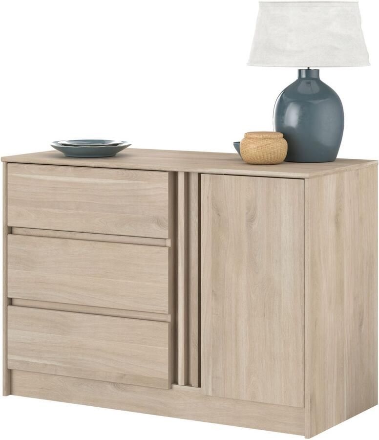 Parisot Commode Tokio 77 cm-3 lades 1 draaideur-eikdecor - Foto 4