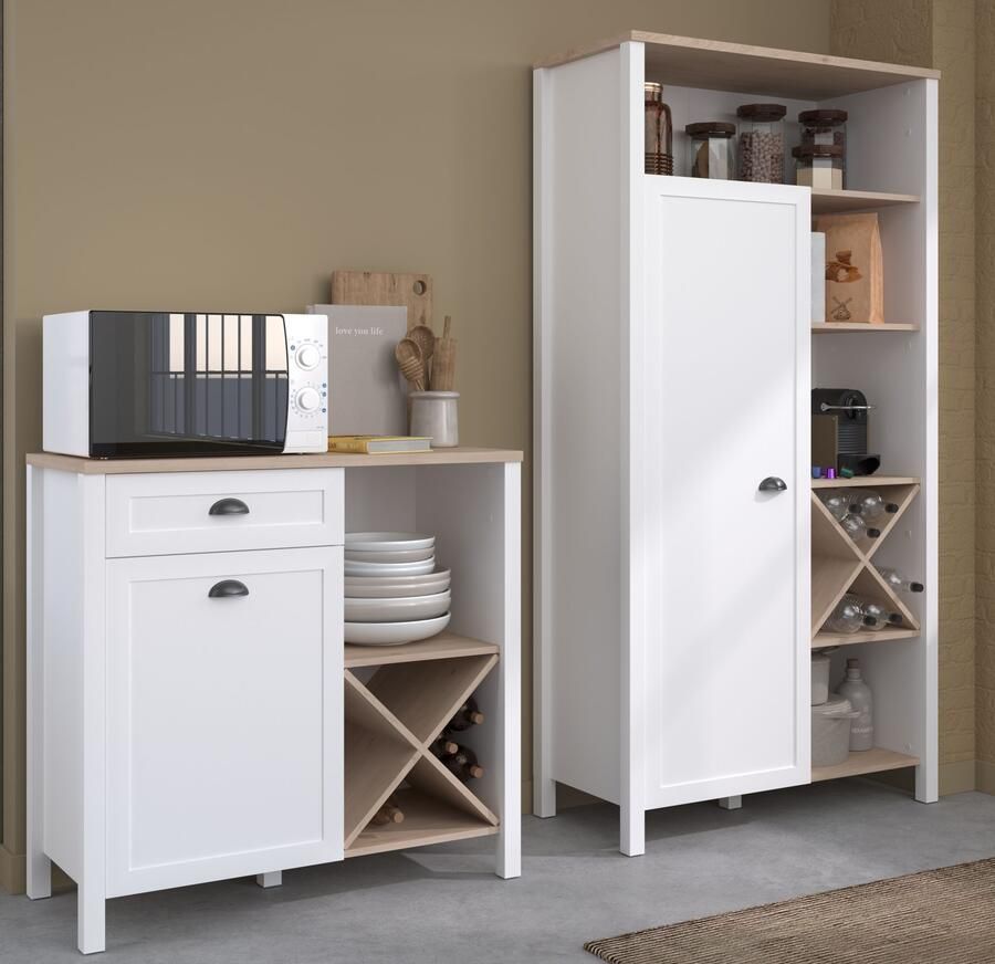 Parisot Kastenset Cottage 1 Veel opbergruimte flessenrek metalen handgrepen MDF melamine gecoat (set 2-delig) - Foto 8