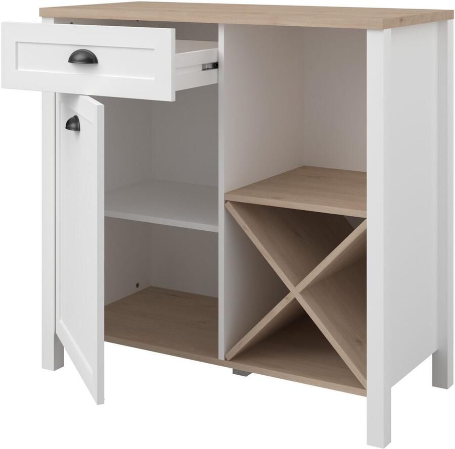 Parisot Kastenset Cottage 1 Veel opbergruimte flessenrek metalen handgrepen MDF melamine gecoat (set 2-delig)