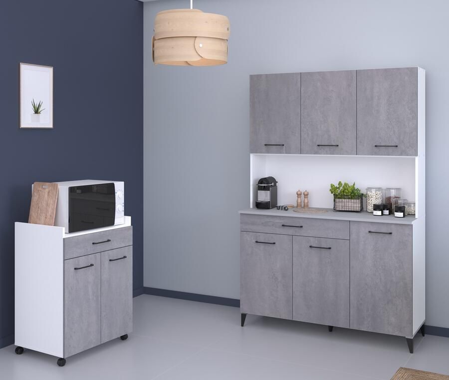 Parisot Kastenset Malice 2 Betonlook met zwarte handgrepen poten (2-delig) - Foto 4