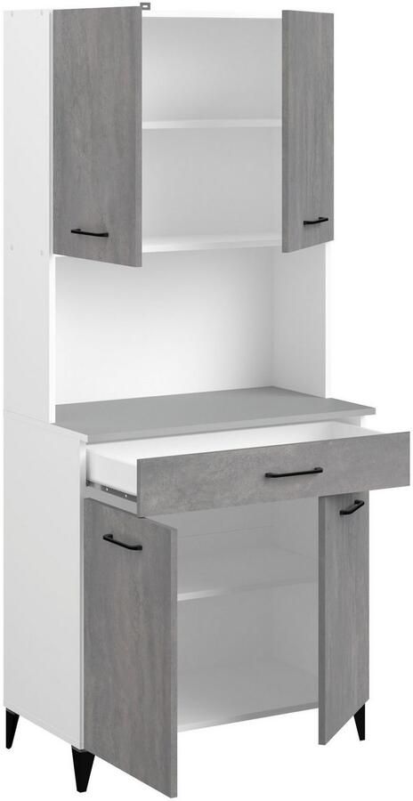 Parisot Kastenset Malice 5 buffet bijkast eiland op wielen Bijzetkast op wielen eiland met zitgelegenheid beton-look (3 stuks) - Foto 5