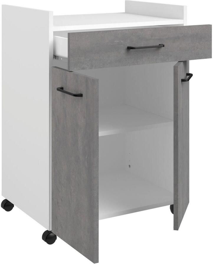 Parisot Kastenset Malice 5 buffet bijkast eiland op wielen Bijzetkast op wielen eiland met zitgelegenheid beton-look (3 stuks) - Foto 3