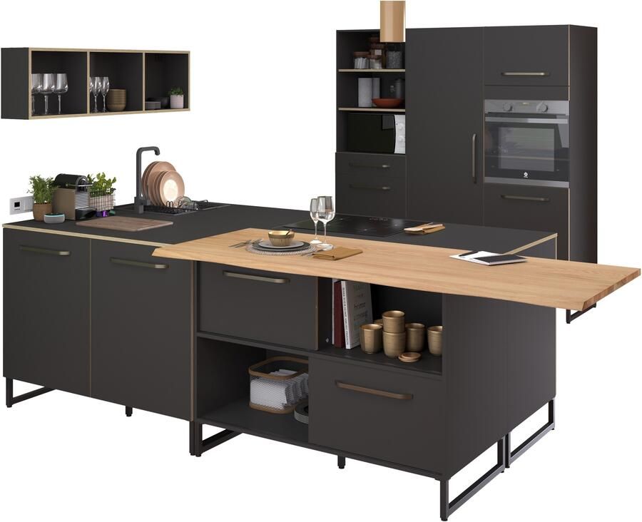 Parisot Kastenset Wave 1 Keuken kast buffetset keuken Deuren met softclose functie werkblad van eiken gefineerd (set 9 stuks) - Foto 14