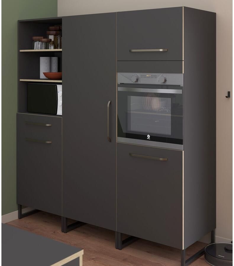 Parisot Kastenset Wave 1 Keuken kast buffetset keuken Deuren met softclose functie werkblad van eiken gefineerd (set 9 stuks)