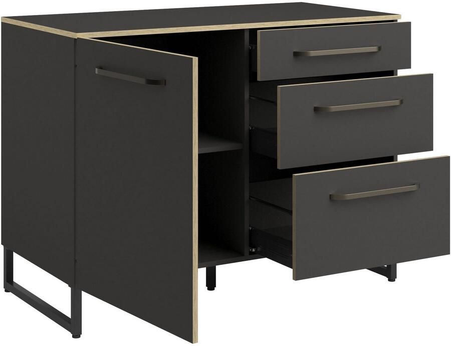 Parisot Kastenset Wave 1 Keuken kast buffetset keuken Deuren met softclose functie werkblad van eiken gefineerd (set 9 stuks) - Foto 6