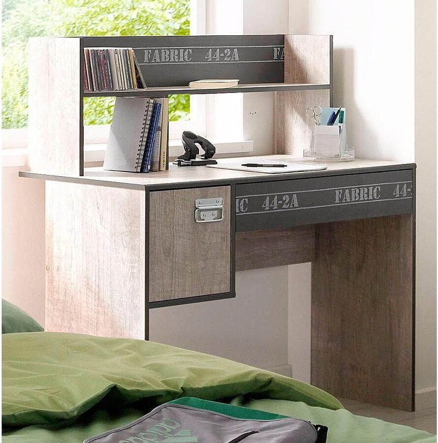 Actona Bureau Fabric eikenkleur grijs 114 1x107 9x56 4 cm Leen Bakker - Foto 3