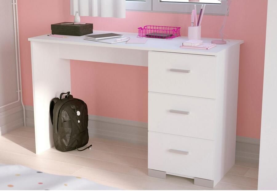 Parisot Bureau 3 tiroirs Décor Blanc L120 cm Galaxy - Foto 3