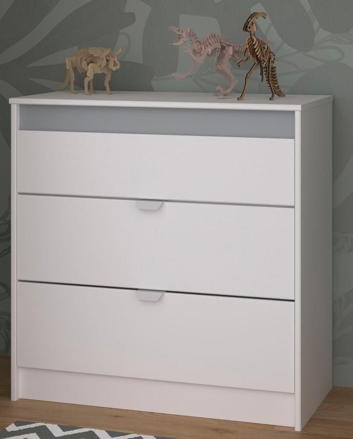 Parisot Commode Rue 78 cm met 3 lades wit grijs of wit roze - Foto 8