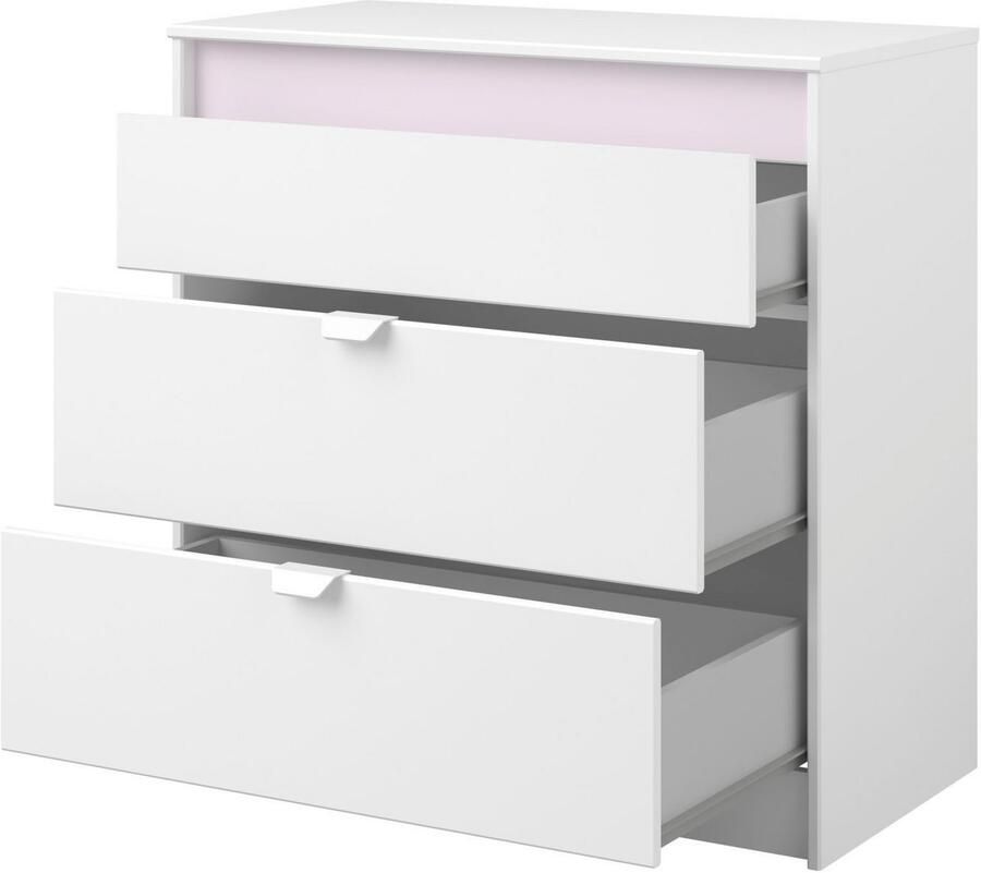 Parisot Commode Rue 78 cm met 3 lades wit grijs of wit roze - Foto 3