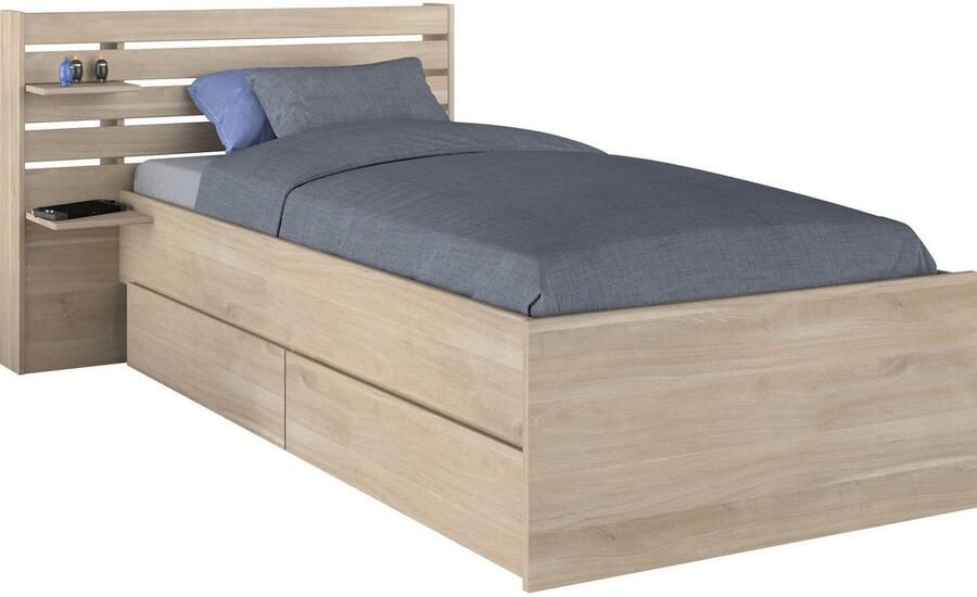 Kinderbedbed 90x190 200 cm eiken decor bedkop + 2 laden L121.5 x H88.6 x d216 8 cm - Foto 10