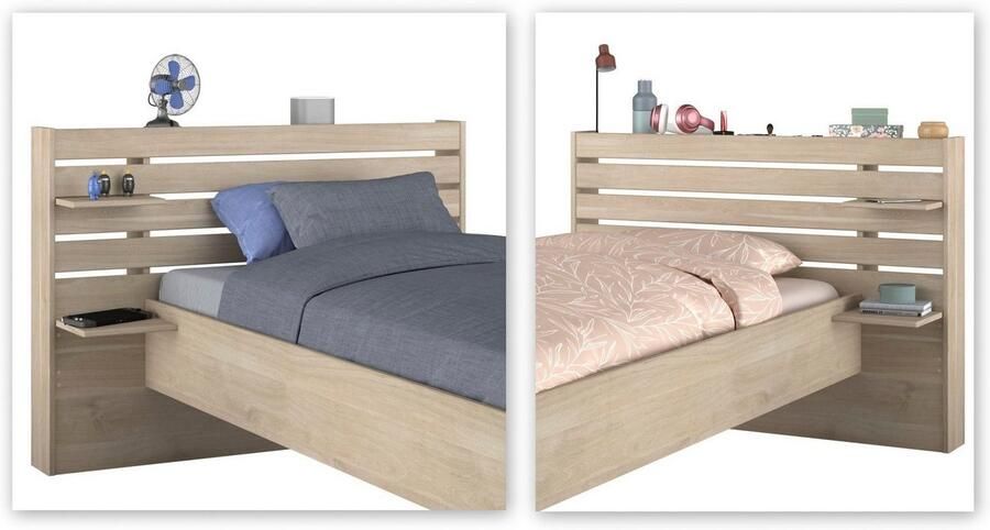 Kinderbedbed 90x190 200 cm eiken decor bedkop + 2 laden L121.5 x H88.6 x d216 8 cm - Foto 12