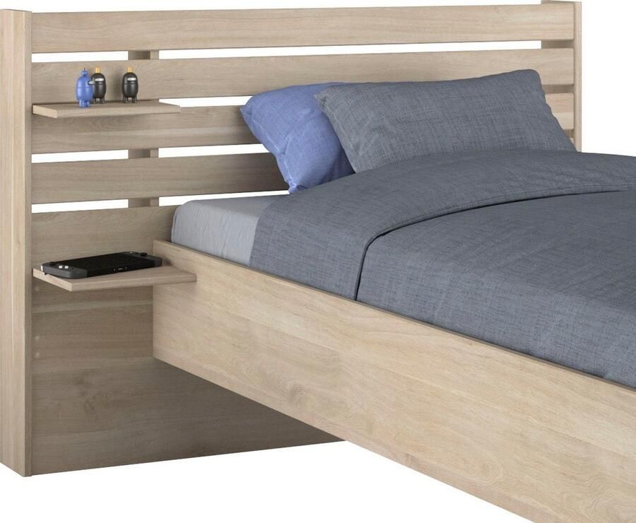 Kinderbedbed 90x190 200 cm eiken decor bedkop + 2 laden L121.5 x H88.6 x d216 8 cm - Foto 5