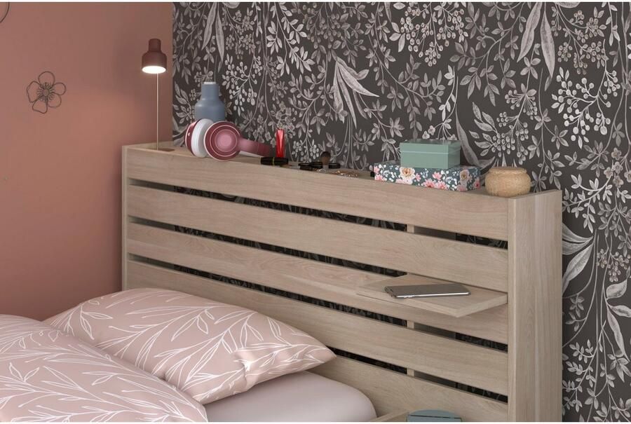 Kinderbedbed 90x190 200 cm eiken decor bedkop + 2 laden L121.5 x H88.6 x d216 8 cm - Foto 8