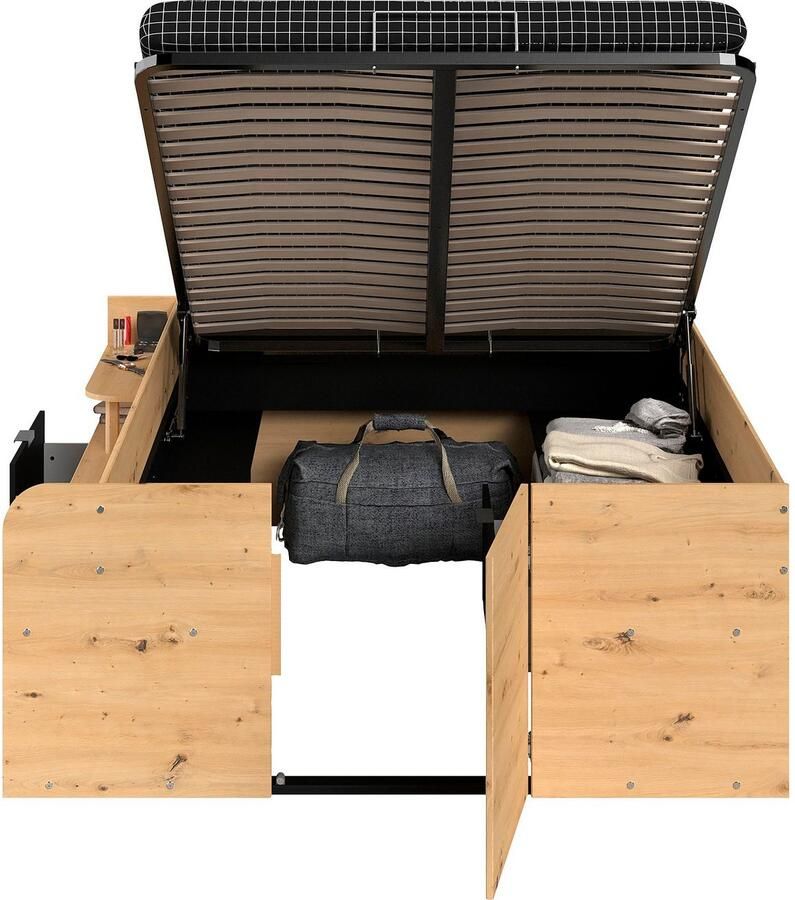 Parisot Ledikant met bergruimte Reis maximale opbergruimte zoals een inloopkast Opbergruimtes hydraulische bedbox met planken lade deur - Foto 3