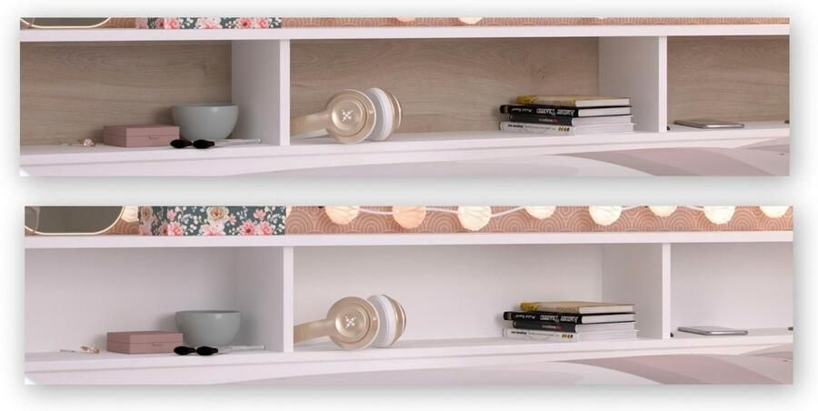 Parisot Ledikant met bergruimte Sleep daybed kinderbed achterkant van de planken draaibaar (kleurig + wit) - Foto 7