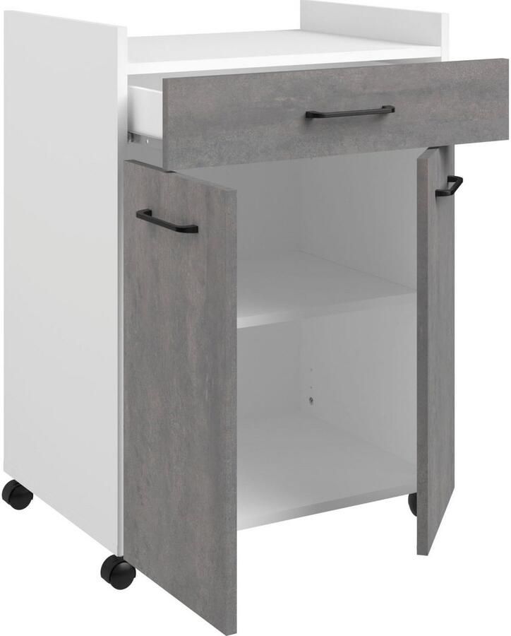 Parisot Multifunctionele kastenset Malice 6 buffet bijkast op wielen eiland Bijzetkast op wielen eiland met zitgelegenheid beton-look (3 stuks) - Foto 3