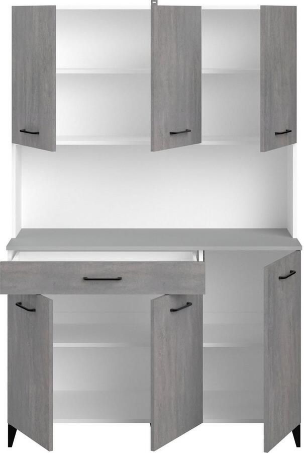 Parisot Multifunctionele kastenset Malice 6 buffet bijkast op wielen eiland Bijzetkast op wielen eiland met zitgelegenheid beton-look (3 stuks) - Foto 5