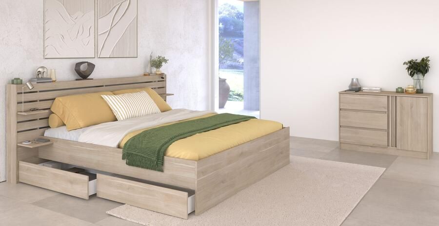 Parisot Slaapkamerserie Escale Inzet van de ladekast draaibaar Eik of Wit veel opbergruimte (3-delig) - Foto 6