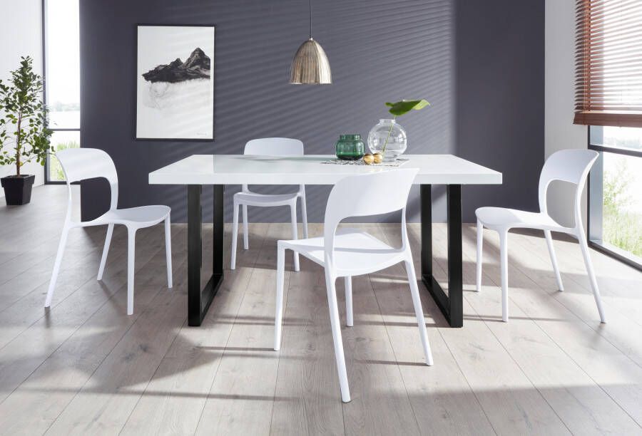 Paroli Eettafel Manger Breedte 180 cm met U-onderstel van metaal in zwart