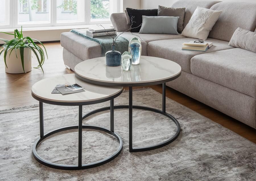 Paroli Salontafel Glanzende keramische oppervlakte bijzettafel (set 2 stuks) - Foto 2
