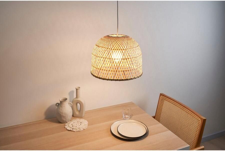 Pauleen Hanglamp Woody Pearl max20W beige wit 230V bamboe metaal (1 stuk) - Foto 4