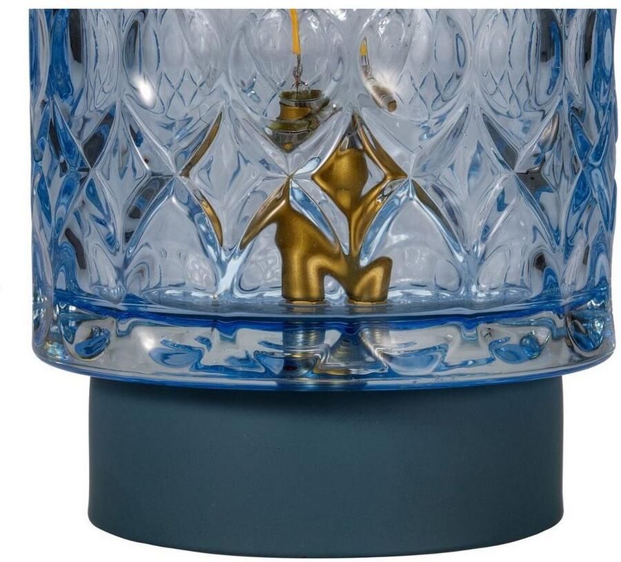 Pauleen Led-tafellamp Chic Glamour mobile blauw glas metaal