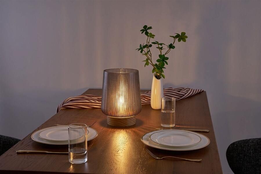 Pauleen Led-tafellamp Fancy Glamour mobile taupe glas hout - Foto 7