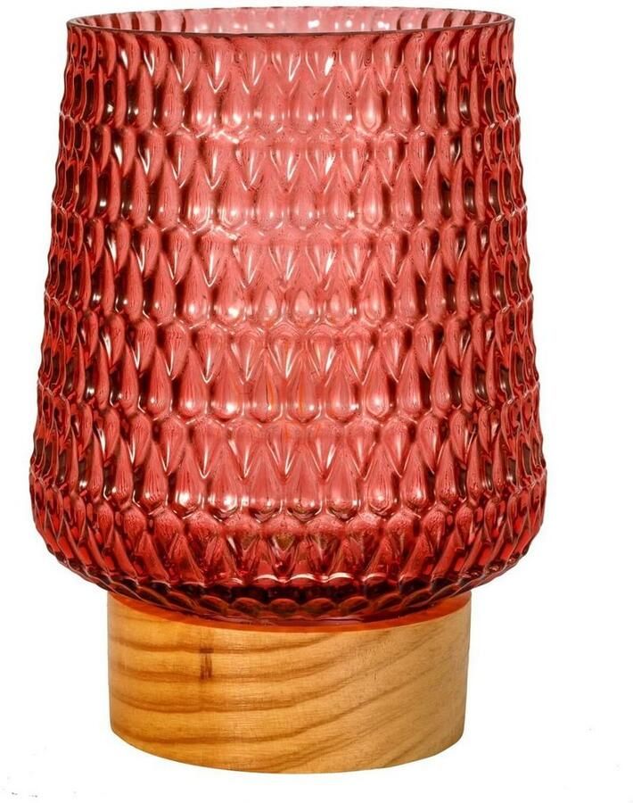 Pauleen Led-tafellamp Rose Glamour mobile roze glas hout