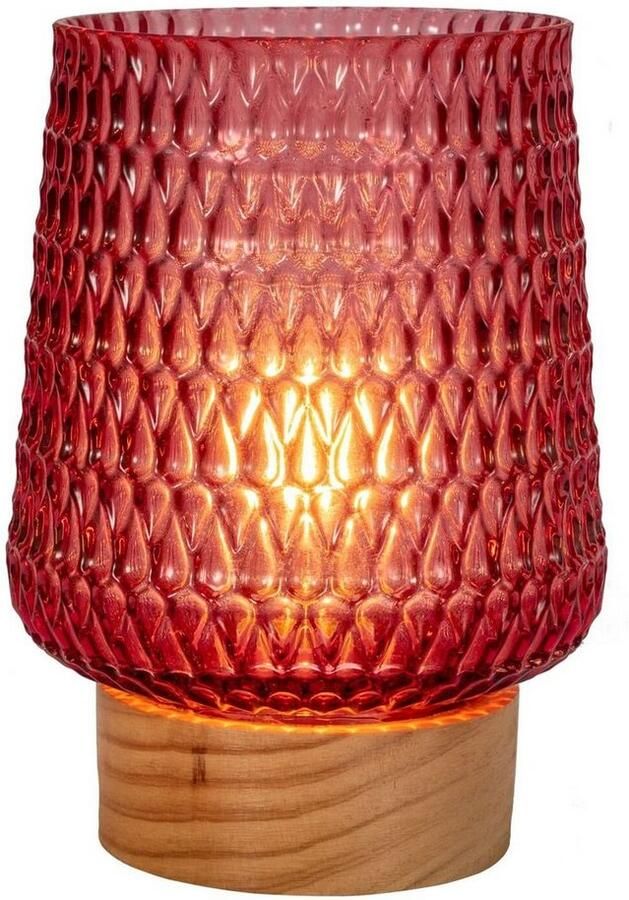 Pauleen Led-tafellamp Rose Glamour mobile roze glas hout - Foto 3