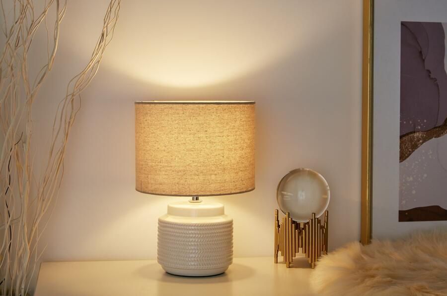 Pauleen Tafellamp Bright Soul E14 max. 20W E14 crème beige 230V stof keramiek - Foto 7