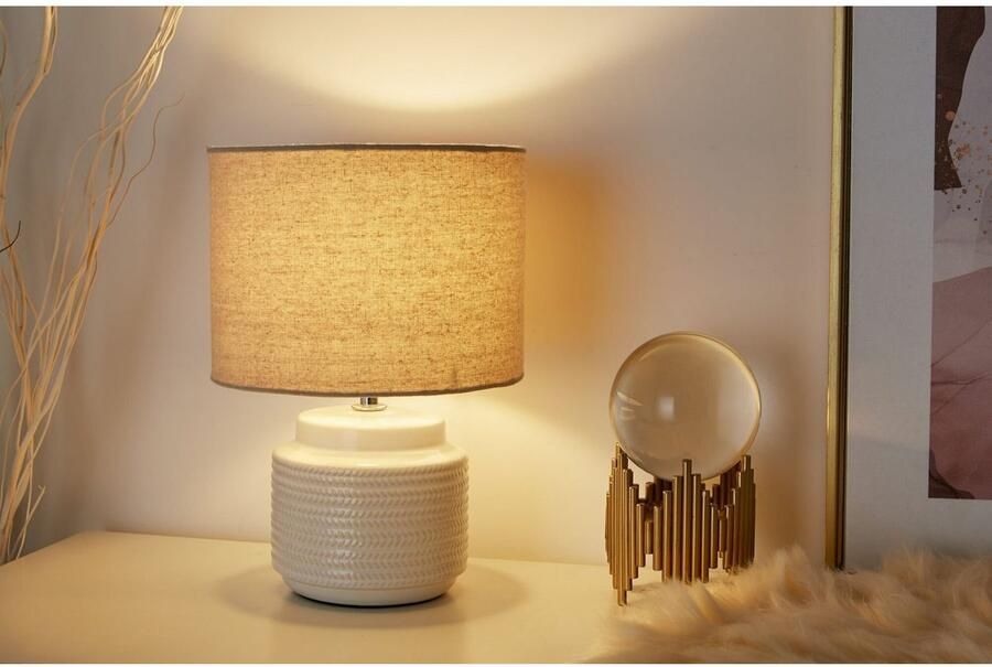 Pauleen Tafellamp Bright Soul E14 max. 20W E14 crème beige 230V stof keramiek - Foto 2
