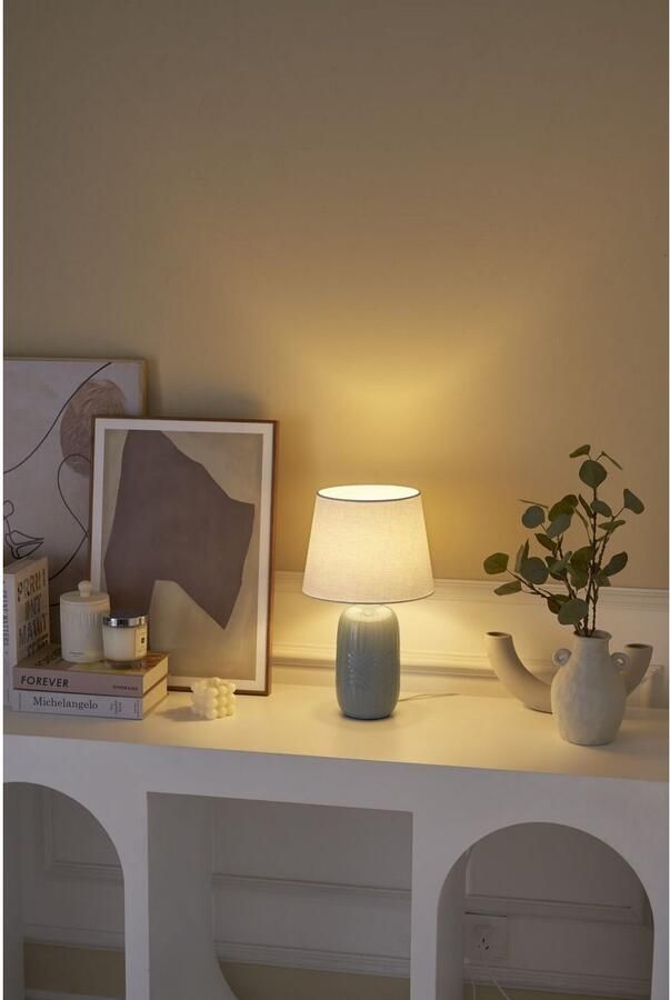 Pauleen Tafellamp Glowing Hug max20W blauw beige 230V stof keramiek - Foto 2