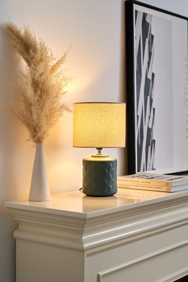Pauleen Tafellamp Glowing Midnight max20W beige groen mat 230V stof keramiek - Foto 7