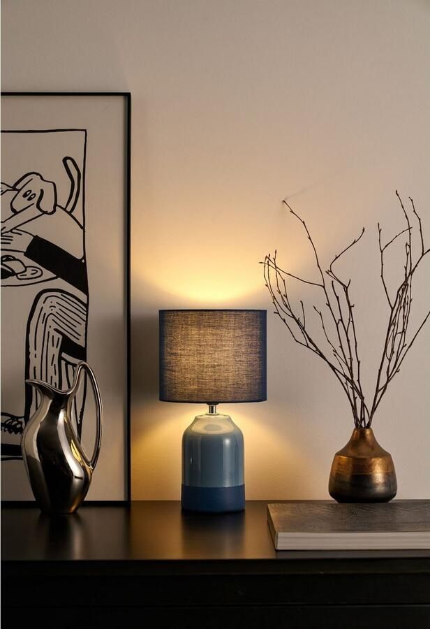 Pauleen Tafellamp Sandy Glow max. 20W 230V stoffen scherm keramiek Stoffen kap keramiek E14 Levering zonder lamp