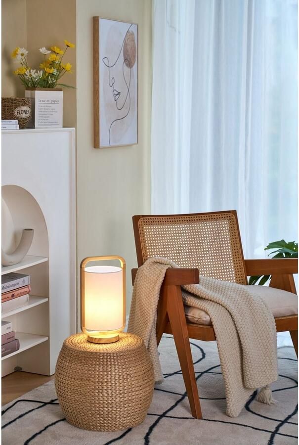 Pauleen Tafellamp Woody Charm max. 20W hout stof - Foto 2