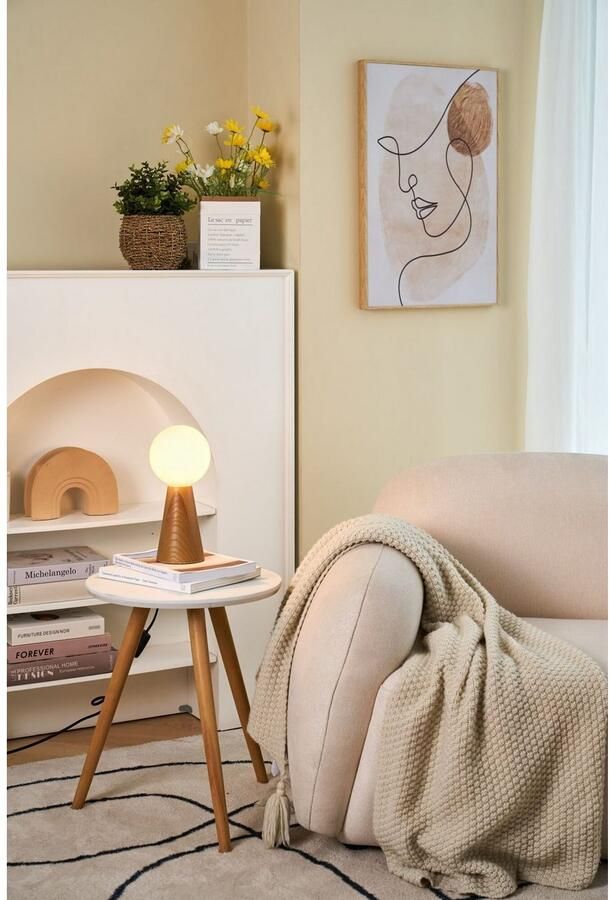 Pauleen Tafellamp Woody Soul glas esdoornhout 230V max. 3 5W wit hout natuur - Foto 2