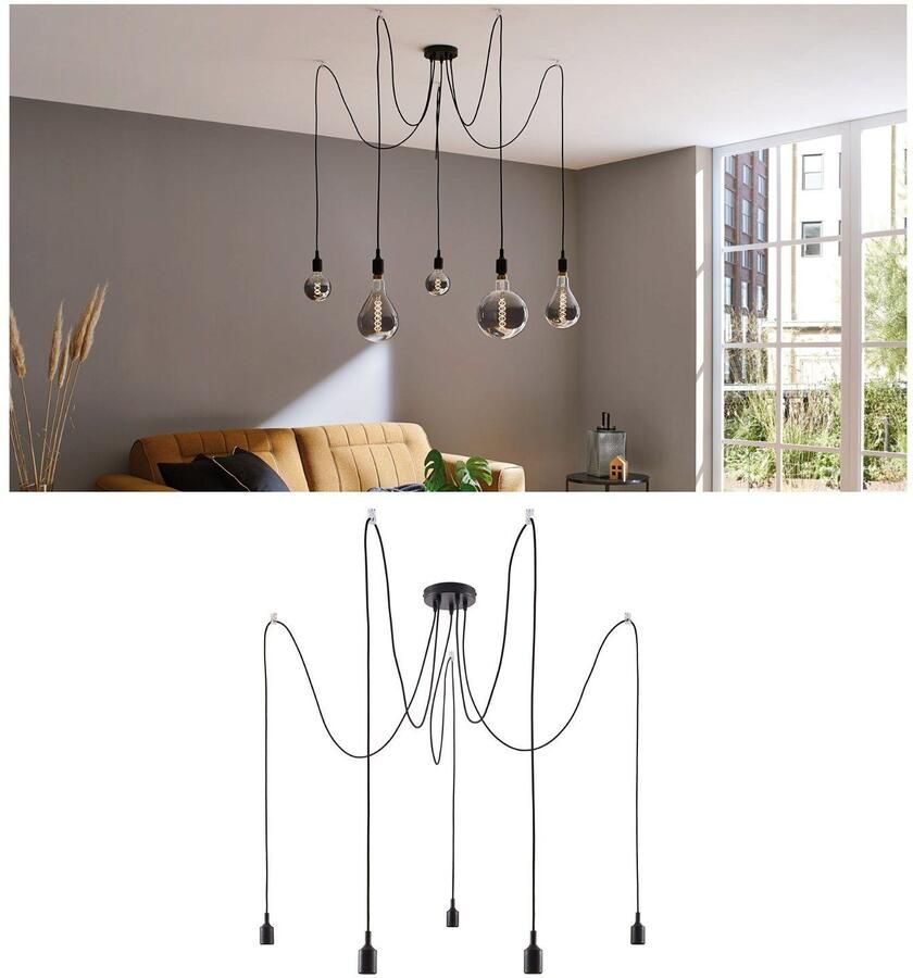 Paulmann Hanglamp Neordic Ketil max.5x60W Zwart 230V Silikon Metaal (1 stuk) - Foto 5