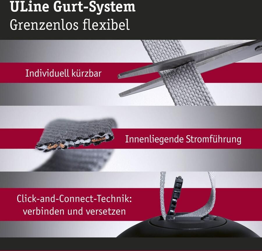 Paulmann Hanglamp ULine riem basisset 10m max. 150W zwart
