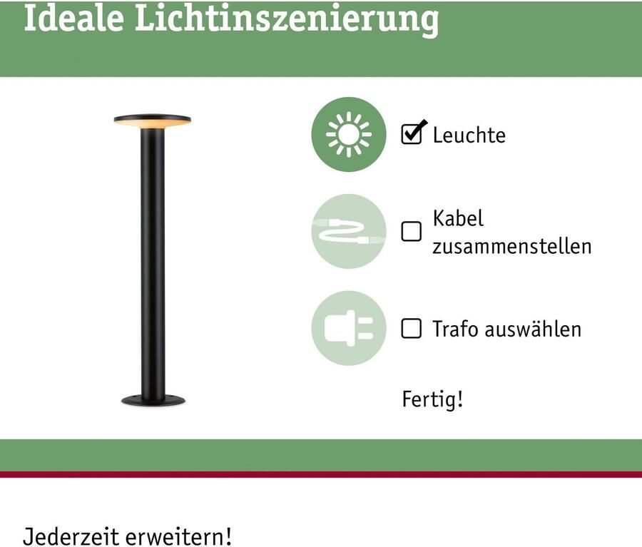 Paulmann Led-bolderlamp Buiten 230V Poller Plaat Insect friendly 2200-3000K IP44 (1 stuk) - Foto 5