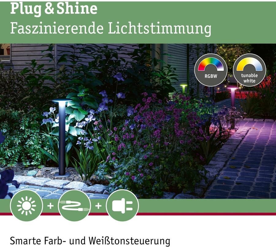 Paulmann Led-bolderlamp Buiten 230V Poller Plaat RGBW IP44 (1 stuk) - Foto 3
