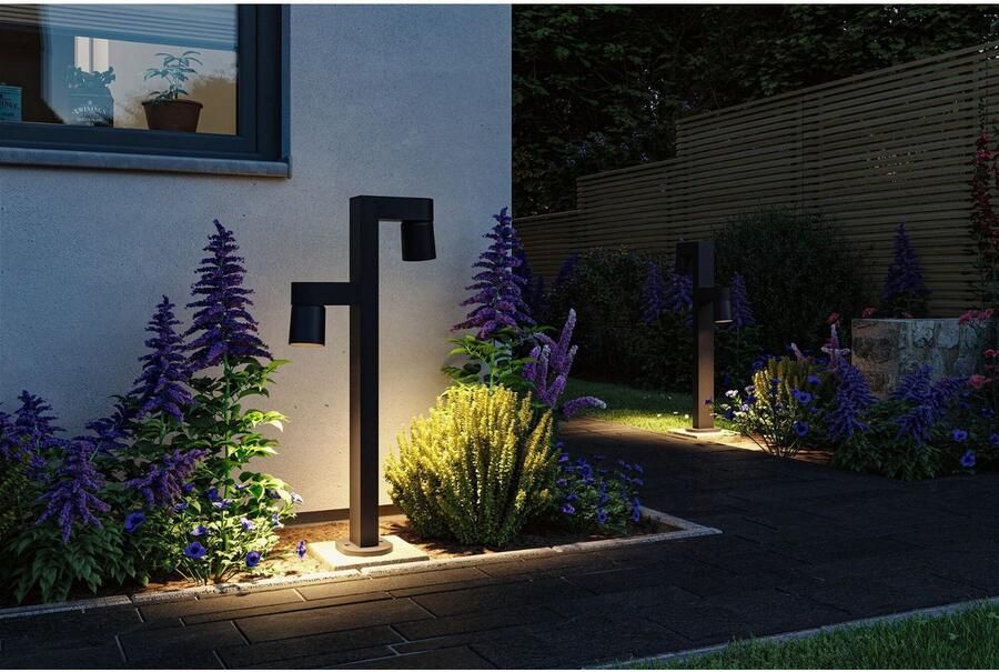 Paulmann Led-bolderlamp Kimu IP44 822mm 3000K 2x8W 750lm 230V 70° Antraciet Aluminium (1 stuk)