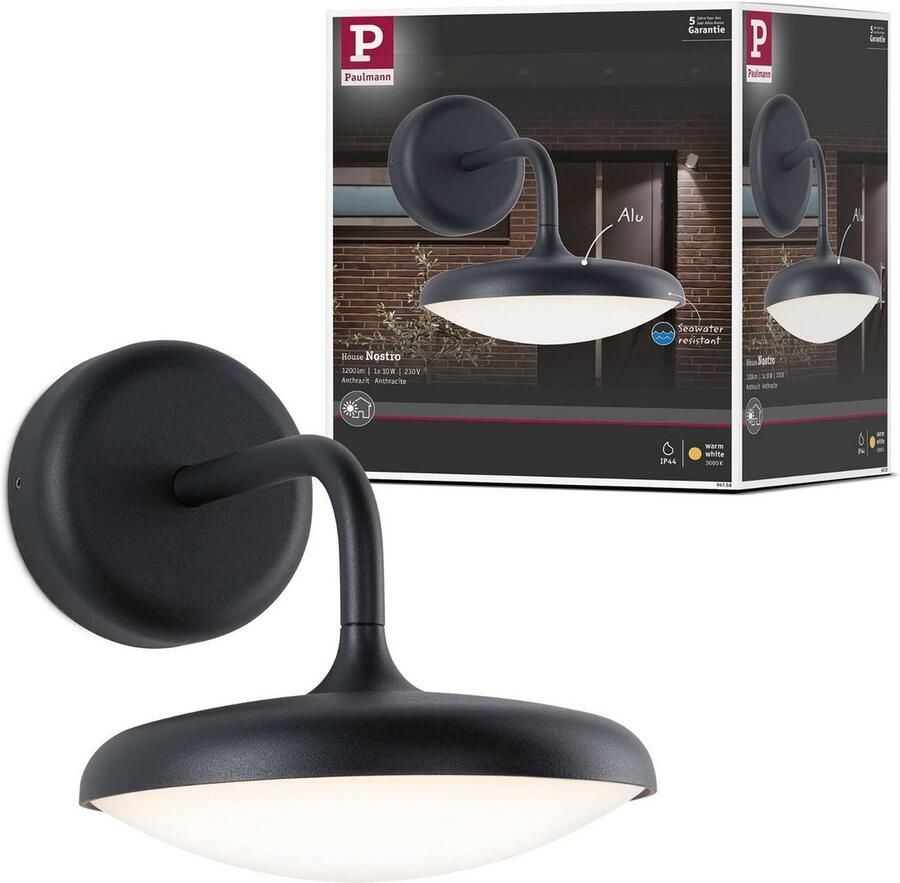 Paulmann Led-bolderlamp Nostro IP44 rond 180x250mm 3000K 10W 900lm 230V Antraciet Aluminium (1 stuk)