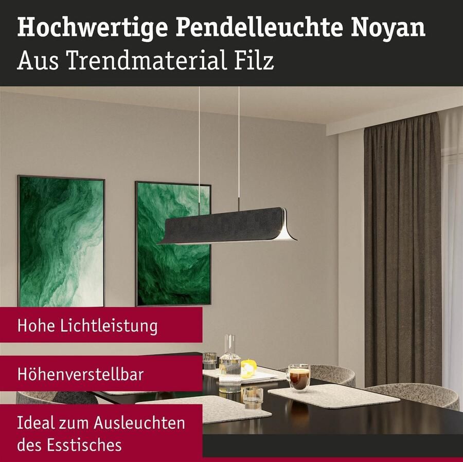 Paulmann Led-hanglamp Noyan 3-Staps-Dimbaar 2x24W Antraciet (1 stuk)
