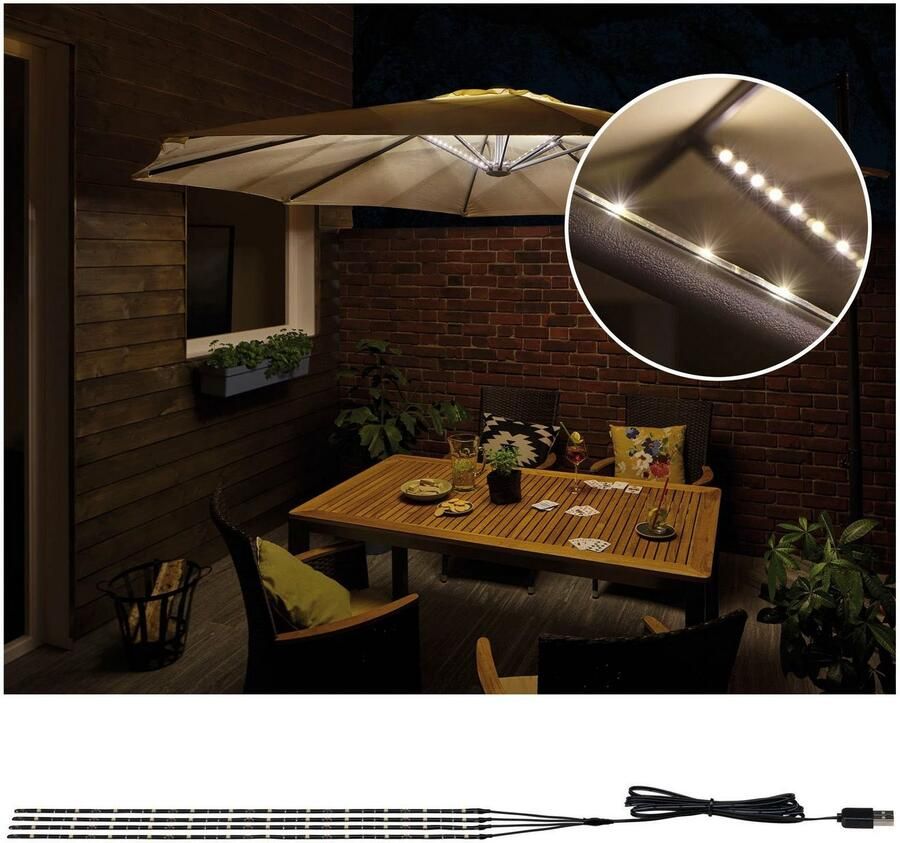 Paulmann Led-lichtsnoer Buiten Mobiele Parasol licht 3000K 4x0 4m (1 stuk) - Foto 2