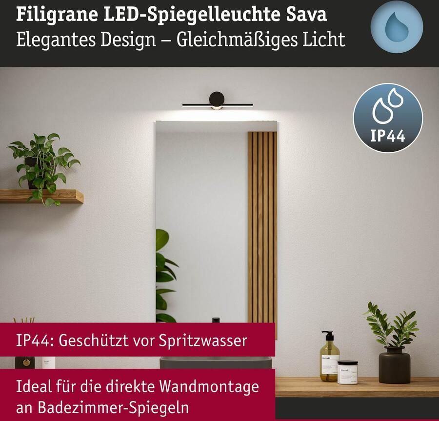 Paulmann Led-spiegellamp LED verlichtingspiegel Sava IP44 3000K 230V (1 stuk) - Foto 3