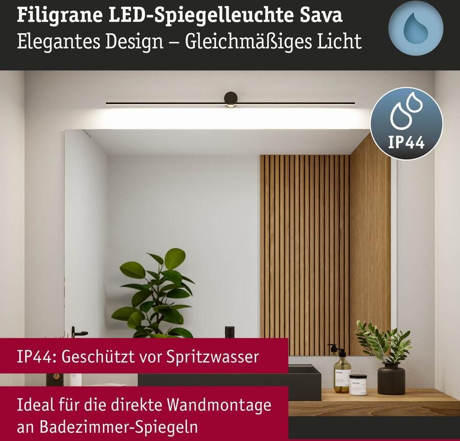 Paulmann Led-spiegellamp LED verlichtingspiegel Sava IP44 3000K 230V (1 stuk) - Foto 2
