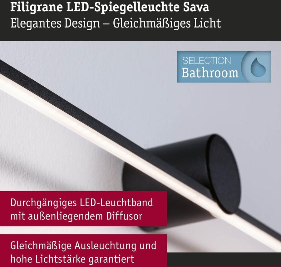 Paulmann Led-spiegellamp LED verlichtingspiegel Sava IP44 3000K 230V (1 stuk) - Foto 3